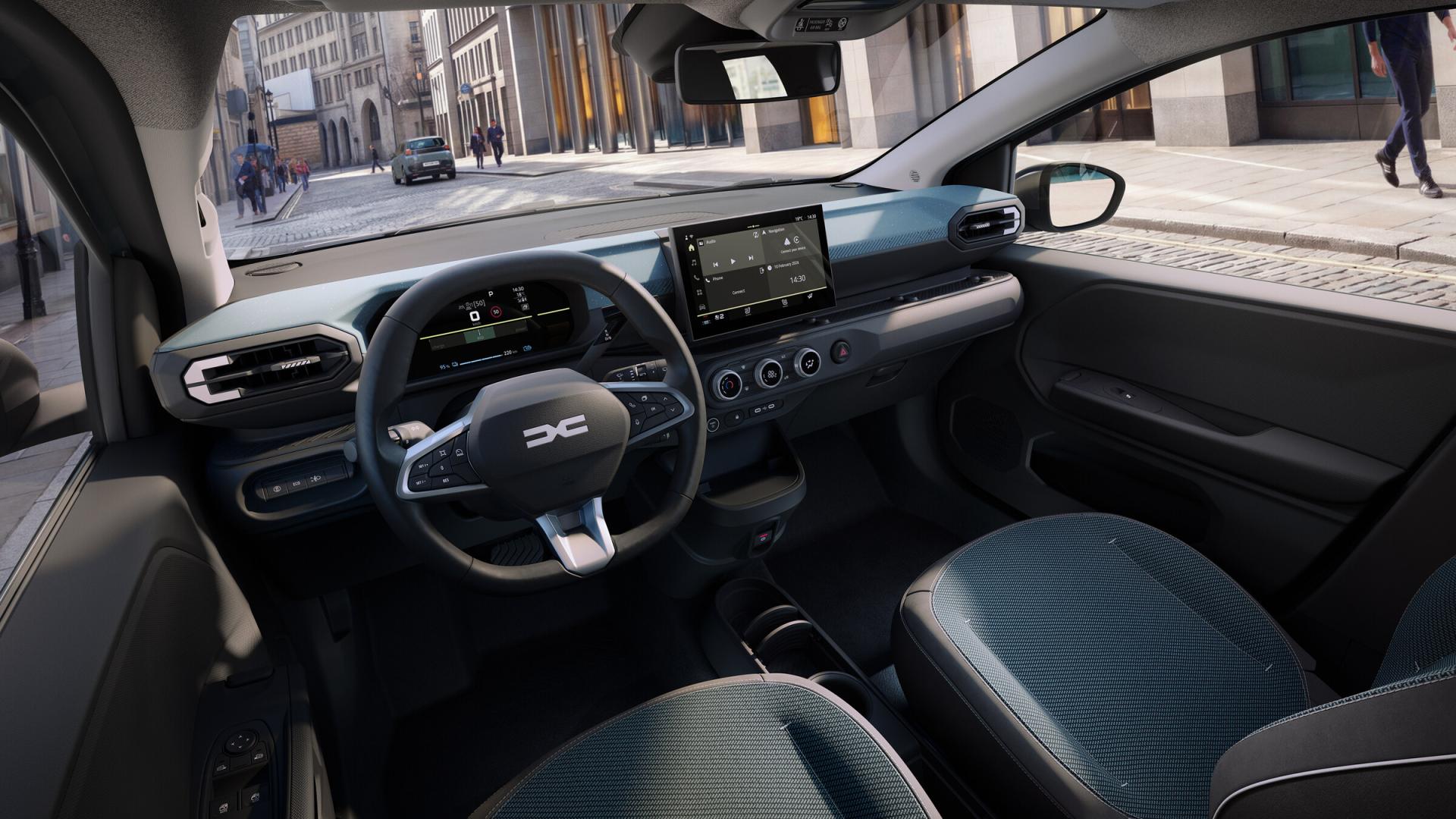 Dacia Spring Electric 70, interior cockpit view. Photo: Dacia Media, media.dacia.com.