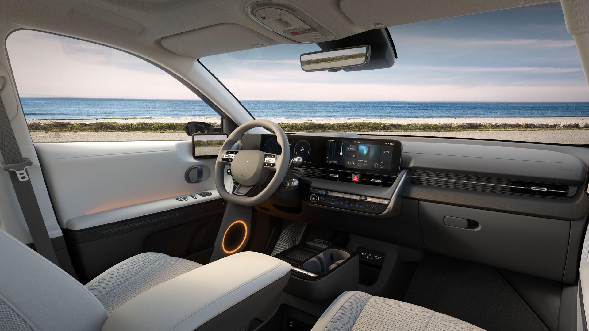Hyundai IONIQ 5 cabin, showing the dashboard and centre display. Photo: Hyundai Newsroom, hyundai.news/de/bilder-videos/bilder.