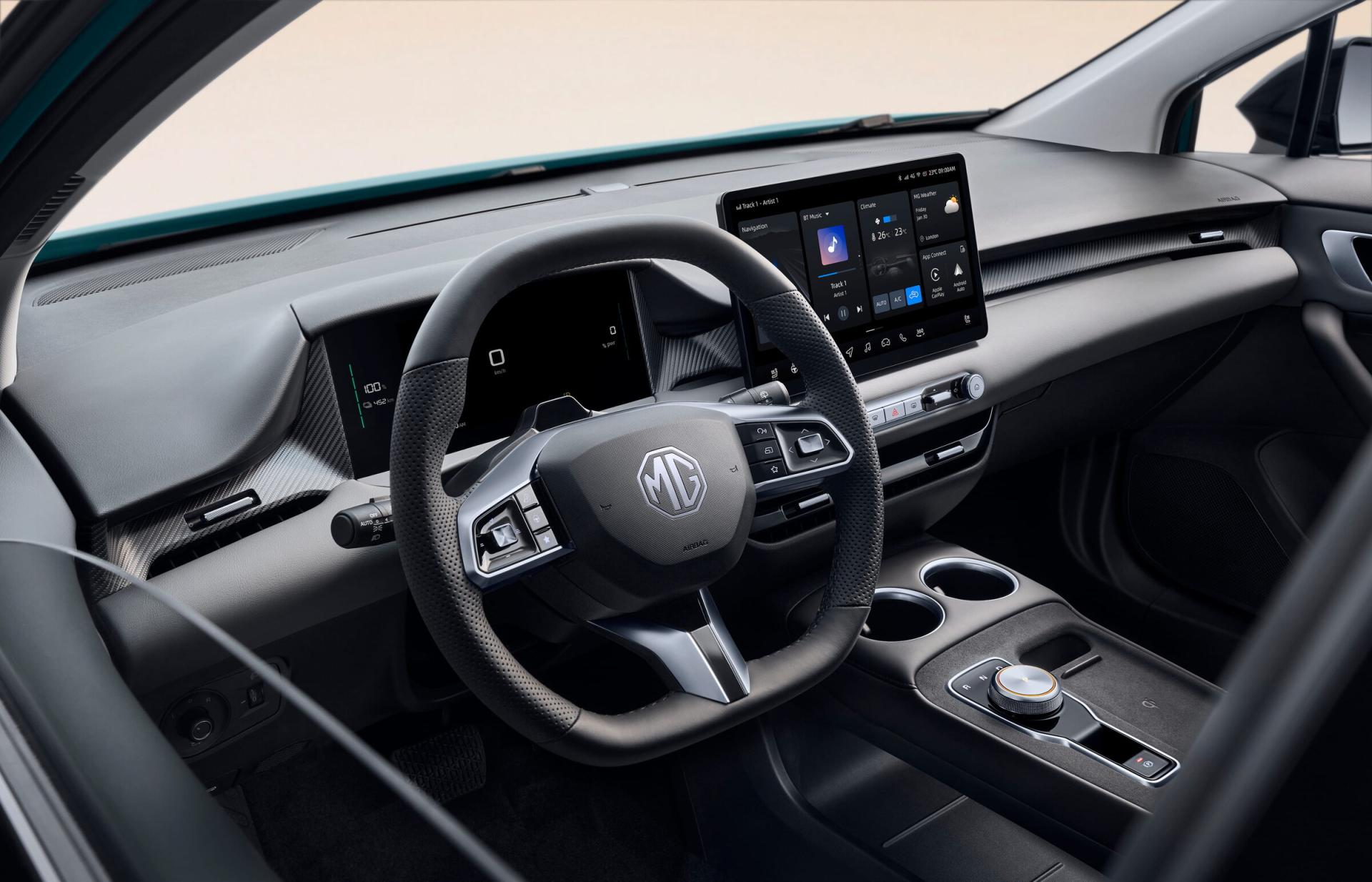 MG MG4 Electric Exclusive 77 kWh, interior cockpit view. Photo: MG Motor Europe Newsroom, news.mgmotor.eu.