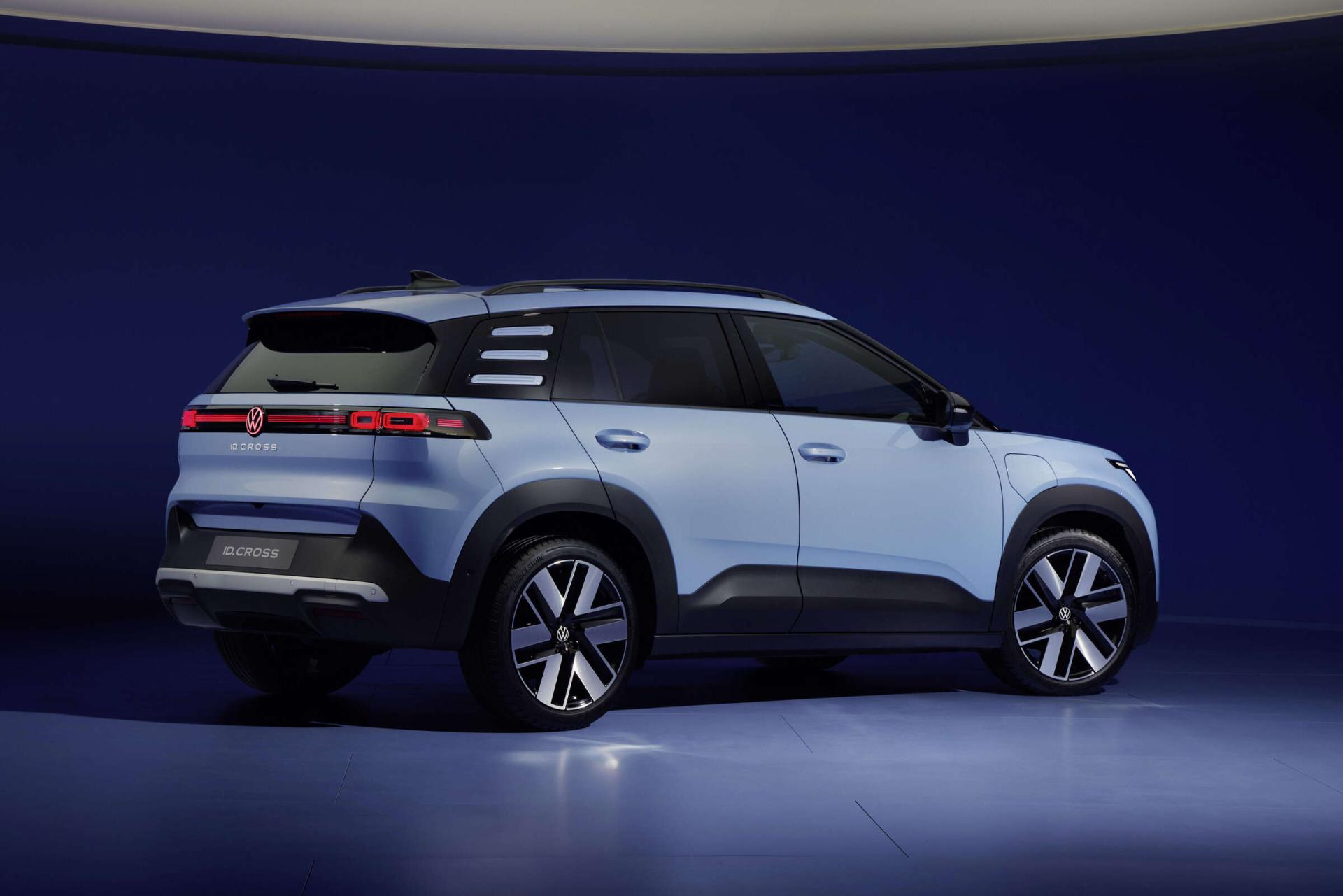 Volkswagen ID. Cross, rear three-quarter or side view. Photo: Volkswagen Newsroom, volkswagen-newsroom.com/de/id-cross-20532.